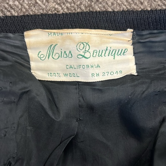 Vintage Black Wool Embellished Open Front Cardigan Jacket Long Sleeve Si… - Picture 12 of 13